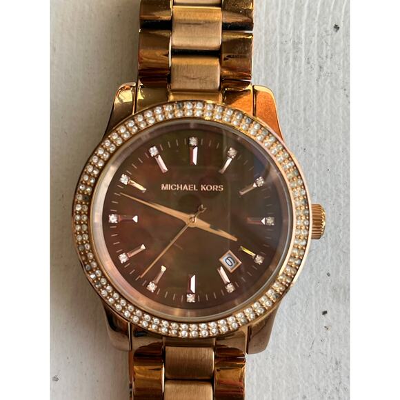Michael Kors MK5494 Women's Stainless Steel Analog Brown Dial Quartz Watch $375 - Picture 3 of 11